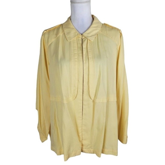 Chico's~Size 3 (XL)~Yellow Unlined Open Front Blazer Collar & Lapels Epaulettess - Picture 1 of 16